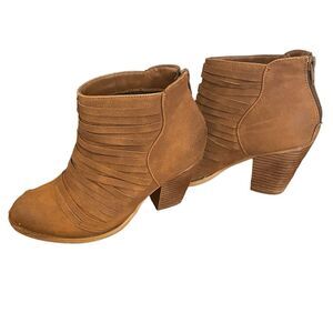 Pierre Dumas Brown Weathered Strappy Ankle Zip Dress Boots Women Size 6
